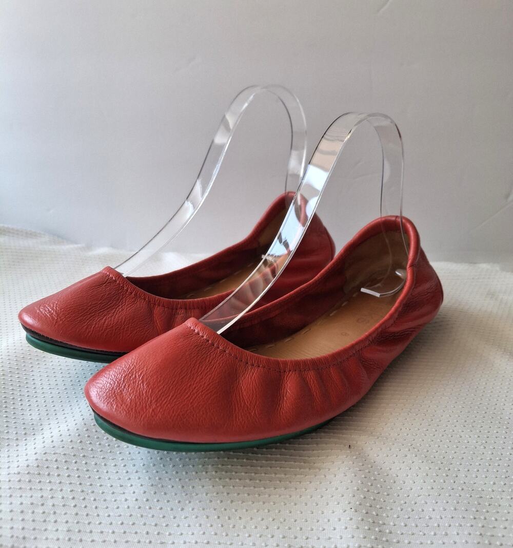 Tieks by Gavrieli Cardinal Red Matte Leather Ballet Flats Foldable Shoes Size 8